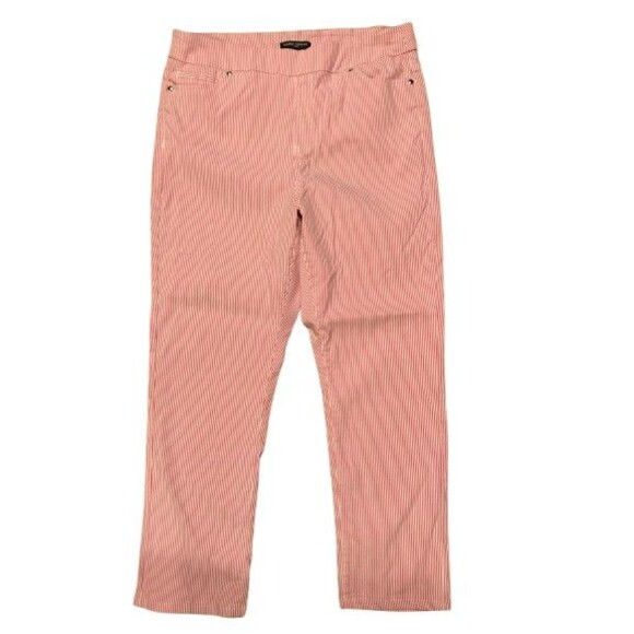 Women's Large Capri Pants Mario Serrani Pink Stripe Pull-on Stretch - Picture 1 of 2
